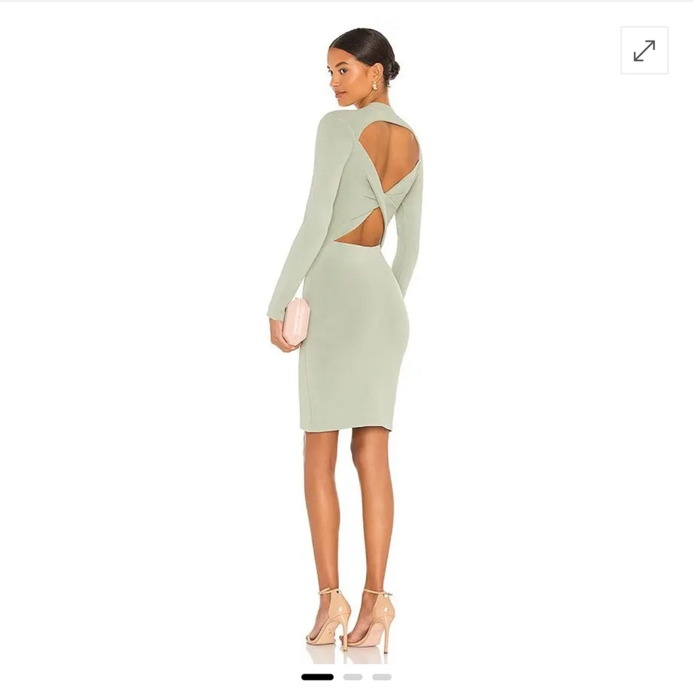 Alice and Olivia Estelle twist back minidress in sage as L